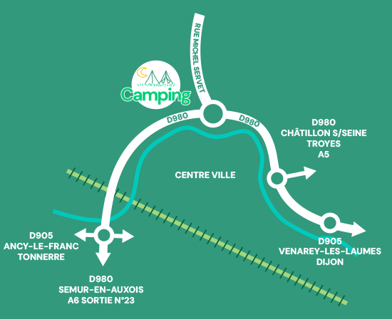 Plan d’accès au camping municipal de Montbard Plan d'accès au camping municipal de Montbard